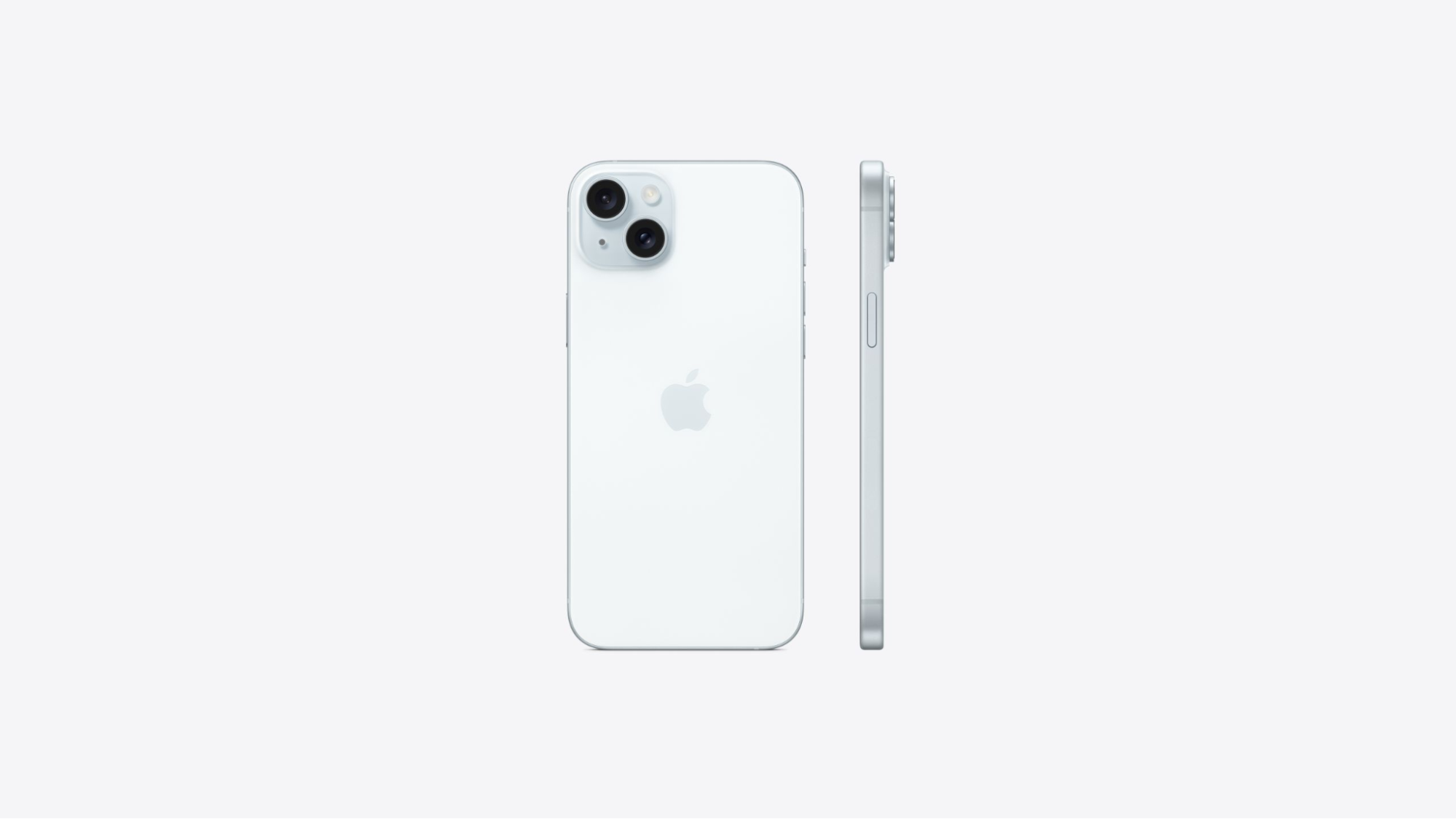 Khung viền nhôm và mặt lưng của iPhone 15 Plus màu Xanh Dương